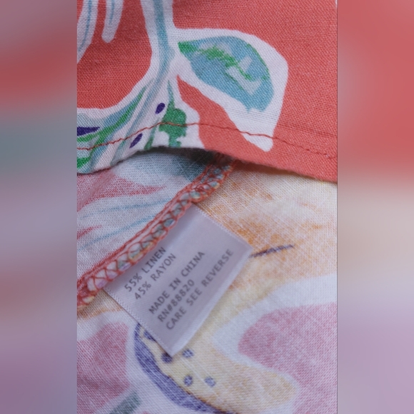 Rachel Roy Colorful Linen Blend Cropped Button Front Blouse Size Medium Tropical - Picture 7 of 10